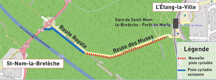Carte piste cyclable St Nom